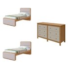 Quarto Infantil Com 2 Camas De Solteiro Loop E 1 Mesa De Cabe