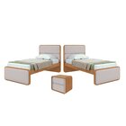 Quarto Infantil Com 2 Camas Solteiro Loop Tecido Corano E Mes