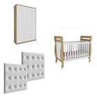 Quarto Infantil Com Berço Americano 3 Em 1 Kit Capitonê Maria