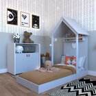 Quarto Infantil Com Cama E Armário Espresso Móveis Cinza Cris