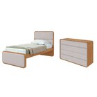 Quarto Infantil Com Cama Solteiro Loop Tecido Corano E Cômoda