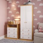 Quarto Infantil Com Guarda-roupa 2 Portas 3 Gavetas E Cômoda