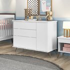 Quarto Infantil Com Guarda Roupa 3 Portas 2 Gavetas E Cômoda