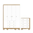 Quarto Infantil Com Guarda-roupa 4 Portas E Cômoda 4 Gavetas