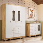 Quarto Infantil Com Guarda-roupa 4 Portas E Cômoda Com Janela