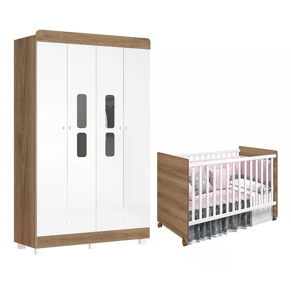 Quarto Infantil Com Guarda Roupa 4 Portas Katatau E Berço Tic