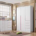 Quarto Infantil Com Guarda Roupa E Cômoda Eloá Branco Rosê Ph