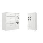 Quarto Infantil Com Guarda Roupa E Cômoda Stella Branco