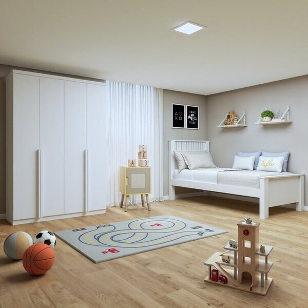 Quarto Infantil Com Guarda-roupa Solteiro 4 Portas 2 Gavetas