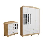 Quarto Infantil Com Guarda-roupas E Cômoda Com Janelas 100% M