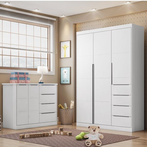 Quarto Infantil Com Guarda Roupas E Cômoda Eloá Phoenix Baby