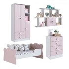 Quarto Infantil Completo Anjinho 5 Portas 6 Gavetas Rosa - Pe