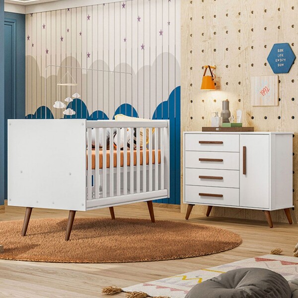 Quarto Infantil Completo Bear 1 Porta 4 Gavetas Branco - Pnr