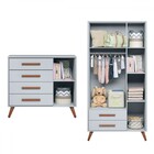 Quarto Infantil Completo Bear 4 Portas 6 Gavetas Cinza - Pnr