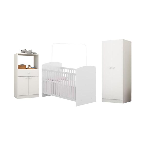 Quarto Infantil Completo Com Berço Guarda-roupa E Cômoda Mult