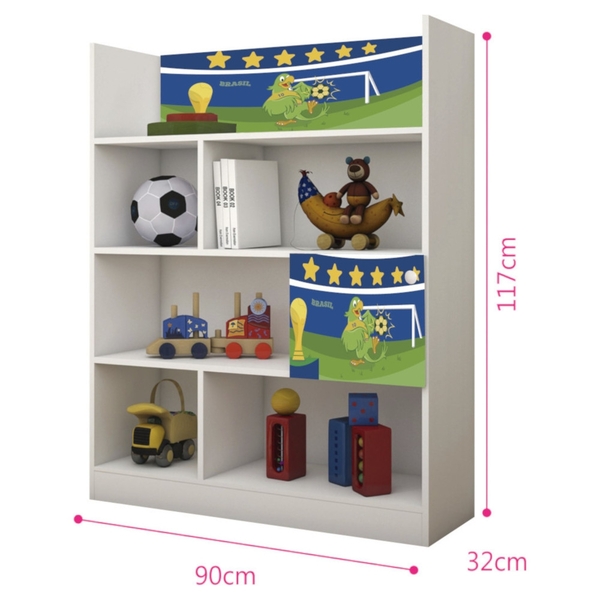 Quarto Infantil Completo Estante e Cama Copa do Mundo Brasil