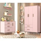 Quarto Infantil Completo Guarda Roupa E Cômoda Gabi Retrô Pho