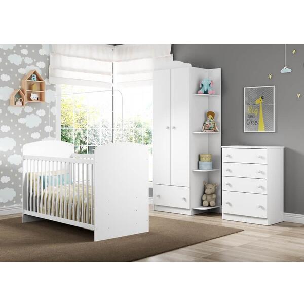 Quarto Infantil Completo Joao E Maria Multimoveis Branco Colorido Com Berco Guarda Roupa 2 Portas Comoda 4 Gavetas Leroy Merlin