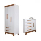 Quarto Infantil Completo Kids 4 Portas 6 Gavetas Branco/natur