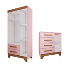 Quarto Infantil Completo Kids 4 Portas 6 Gavetas Rosa/nature
