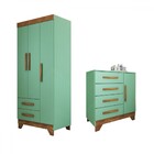 Quarto Infantil Completo Kids 4 Portas 6 Gavetas Verde/nature