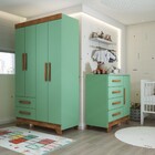 Quarto Infantil Completo Kids 5 Portas 6 Gavetas Verde/nature