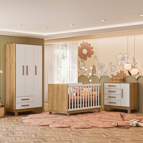 Quarto Infantil Completo Lion 4 Portas 6 Gavetas Branco/freij
