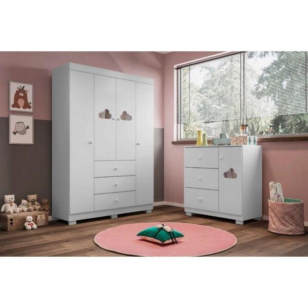 Quarto Infantil Completo Nuvem Com Guarda Roupa 4 Portas