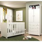 Quarto Infantil Completo Roupeiro + Berço 3 Em 1 E Colchão In