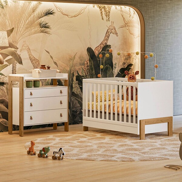 Quarto Infantil Completo Safari 3 Gavetas Branco/freijo - Pnr