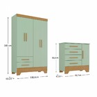 Quarto Infantil Completo Soninho 5 Portas 6 Gavetas Verde/cin