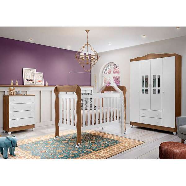 Quarto Infantil Decorado Ariel & Lila Branco E Marrom