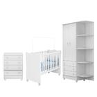 Quarto Infantil Doce Sonho - Berço Simples Branco - Qmovi