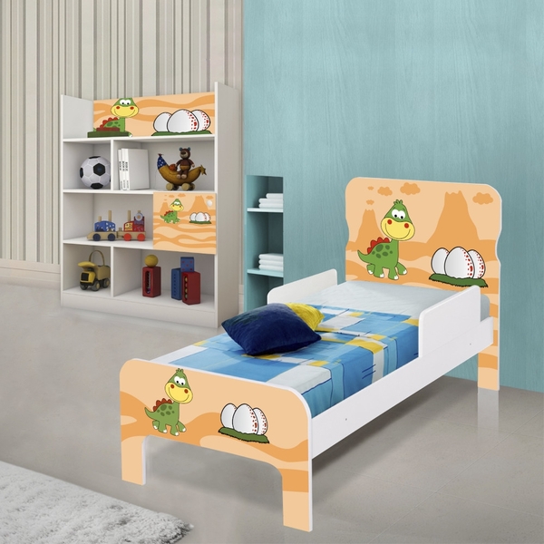 Quarto Infantil Estante e Cama Dinossauro Baby com Colchão