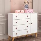 Quarto Infantil Guarda Roupa 3 Portas Cômoda 4 Gavetas Com Fr