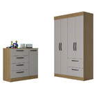Quarto Infantil Guarda Roupa 4 Portas 2 Gavetas E Cômoda 4 Ga