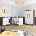 Quarto Infantil Guarda Roupa 4 Portas Cômoda Berço 3 Em 1 Gab