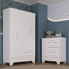 Quarto Infantil Guarda Roupa 4 Portas E Cômoda Catavento Rodi
