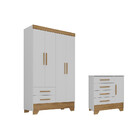 Quarto Infantil Guarda Roupa 4 Portas E Cômoda Catavento Rodi