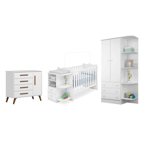 Quarto Infantil Guarda Roupa Cantoneira, Cômoda Sapateira E B
