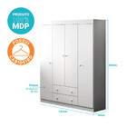 Quarto Infantil Guarda Roupa Com Cômoda Helena 04 Portas Pint