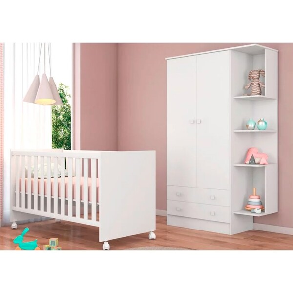 Quarto Infantil Guarda Roupa Com Nicho E Berço Mini Cama Cert