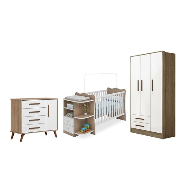 Quarto Infantil Guarda Roupa, Cômoda Sapateira E Berço Branco