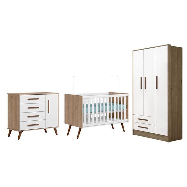 Quarto Infantil Guarda Roupa, Cômoda Sapateira E Berço Mini C