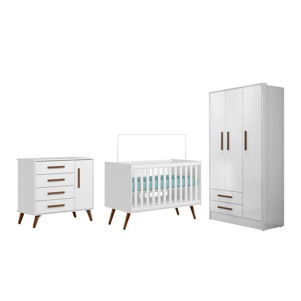 Quarto Infantil Guarda Roupa, Cômoda Sapateira E Berço Mini C