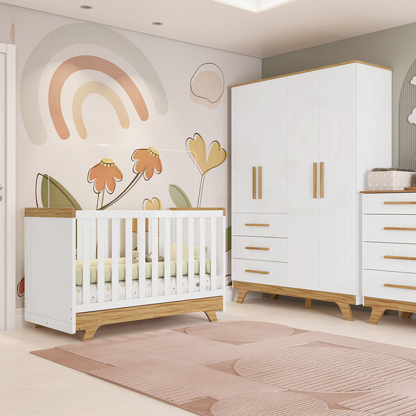 Quarto Infantil Guarda Roupa E Berço Retrô  Móveis Peroba