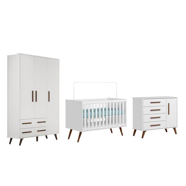 Quarto Infantil Guarda Roupa Retro, Cômoda Sapateira E Berço