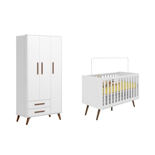 Quarto Infantil Guarda Roupa Retrô E Berço Mini Cama American