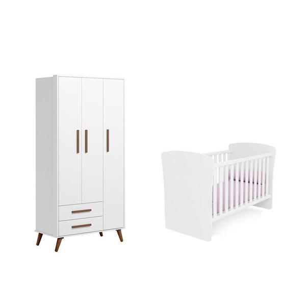 Quarto Infantil Guarda Roupa Retrô E Berco Mini Cama Com Perf