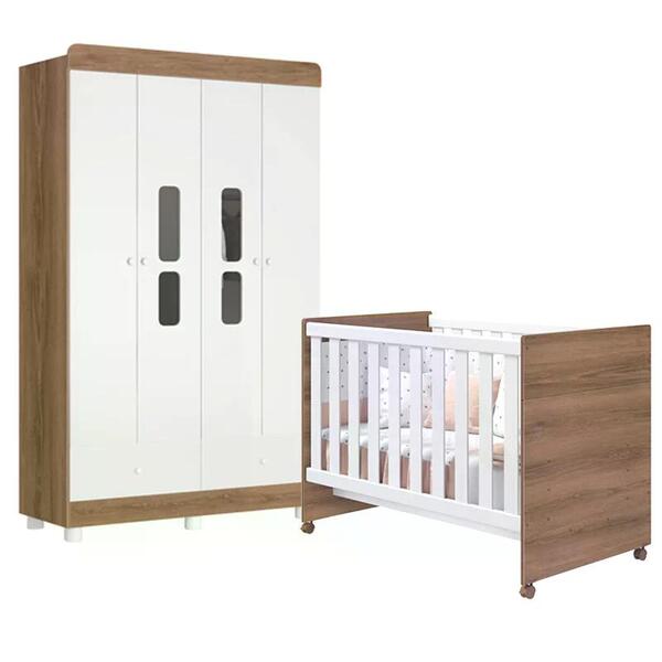 Quarto Infantil Katatau Com Guarda Roupa 4 Portas E Berço - R